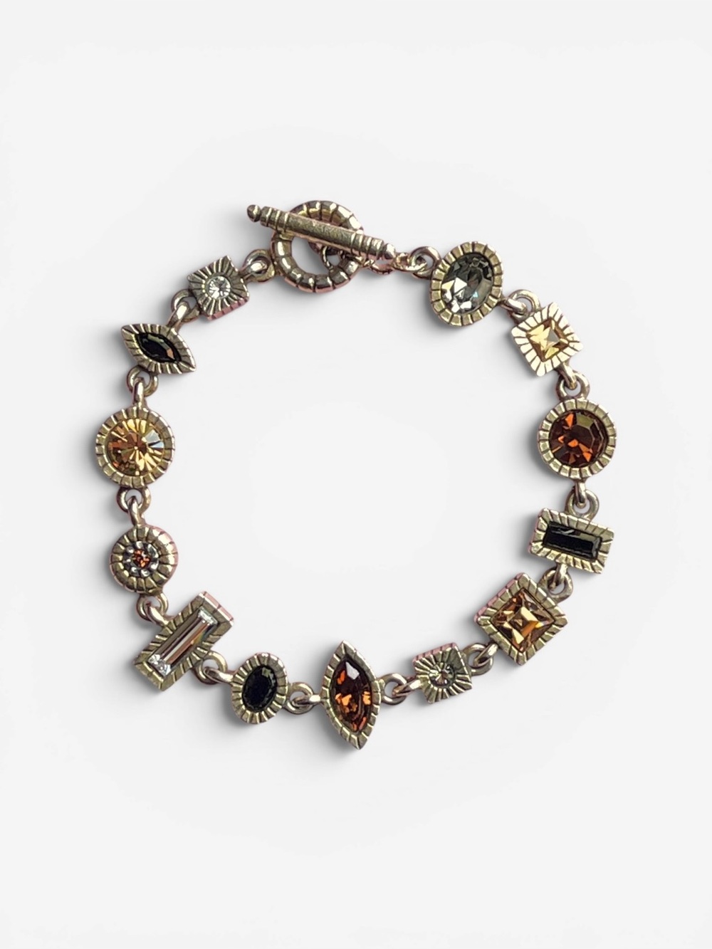 PATRICIA LOCKE VINTAGE GEOMETRIC SWAROVSKI CRYSTAL TOGGLE BRACELET